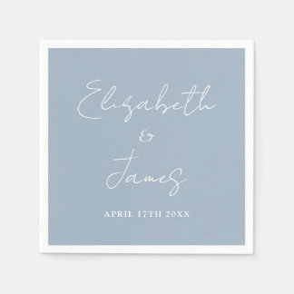 Dusty Blauw Modern Minimalistisch Script Bruiloft Servet