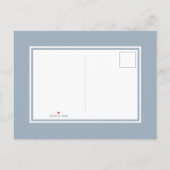 Dusty Blauwe Bladeren & Gouden Monogram Trouwfoto Uitnodiging Briefkaart (Achterkant)