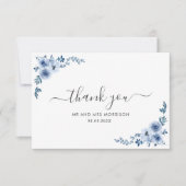 dusty blauwe bloemen bruiloft bedankt je kaart (Voorkant)