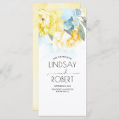 Dusty Blauwe en Gele Bloemen Trouwprogramma's Programma (Voorkant / Achterkant)