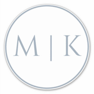 Dusty Blauwe Monogrammen Naam Eenvoudige Minimale Sticker