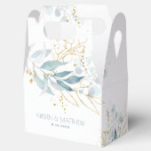 Dusty Blauwe Waterverf Gouden Accent Bruiloft Bedankdoosjes (Geopend)