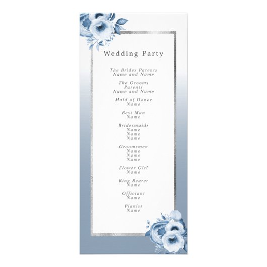 Dusty bleu blanc argent programme de mariage flora (Dos)