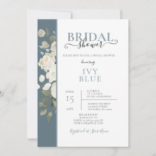 Dusty Bleu Blanc Floral Invitation à la douche nup
