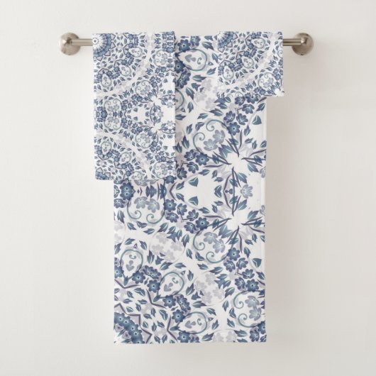 Dusty bleu blanc Floral Motif Mandala (En situation)