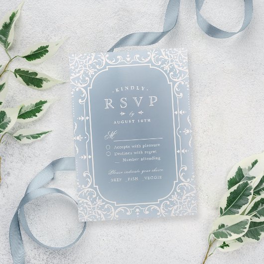 Dusty bleu élégant romantique mariage vintage RSVP