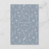 Dusty bleu fleuri détails mariage Carte (Dos)