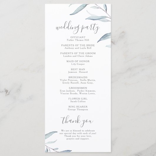 Dusty bleu verdure minimum programme de mariage ru (Dos)