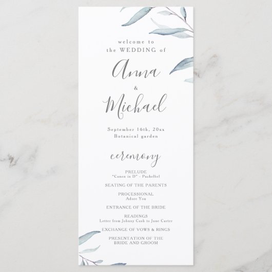 Dusty bleu verdure minimum programme de mariage ru (Devant)