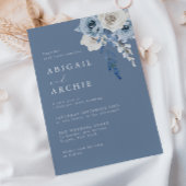 Dusty Bloom Boho Blue Wedding Kaart