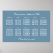 Dusty Blue 10 Table Wedding Seating Chart Poster (Voorkant)