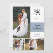 Dusty Blue 3-foto galerij bruiloft Bewaar de datum Save The Date (Voorkant)
