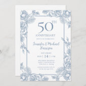 Dusty Blue 50th Jubileum Kaart (Voorkant / Achterkant)