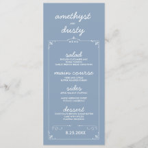 Dusty Blue Aangepaste Kleur Wedding Menu Kaarten