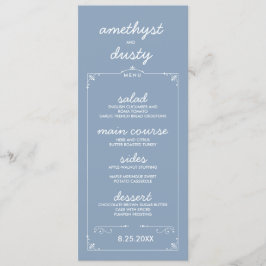 Dusty Blue Aangepaste Kleur Wedding Menu Kaarten