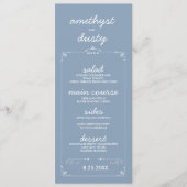 Dusty Blue Aangepaste Kleur Wedding Menu Kaarten (Voorkant)