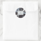 Dusty Blue Abstract Floral Wedding Ronde Sticker (Tas)