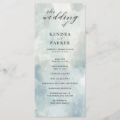 Dusty Blue Abstracte Brushstrokes bruiloft program Programma (Voorkant)