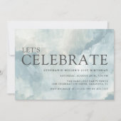 Dusty Blue Abstracte penseelstreken 21ste verjaard Kaart (Voorkant)