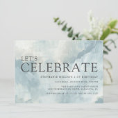 Dusty Blue Abstracte penseelstreken 21ste verjaard Kaart (Staand voorkant)