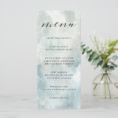 Dusty Blue Abstrait Brushstrokies Menu Mariage (Debout devant)