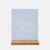 Dusty Blue Acrylic Open Bar Wedding Sign Acryl Bord (Voorkant)
