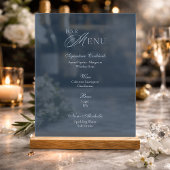 Dusty Blue Acrylic Wedding Bar Menu Sign