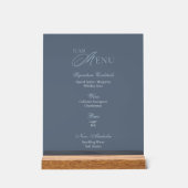 Dusty Blue Acrylic Wedding Bar Menu Sign (Recto)