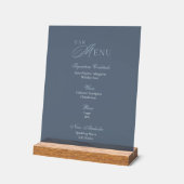 Dusty Blue Acrylic Wedding Bar Menu Sign (Angle)