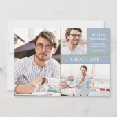 Dusty Blue Afstuderen Gold 3 Foto Afstuderen Aankondiging (Voorkant)