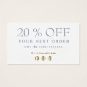 Dusty blue agate merci carte de réduction (Dos)