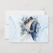 Dusty Blue Alcohol Ink Bride & Groom Bedankt (Achterkant)