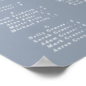 Dusty Blue Alfabetical Wedding Seating Chart Poster (Hoek)