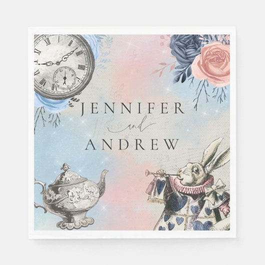 Dusty Blue Alice in Wonderland Servet (Voorkant)