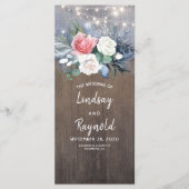 Dusty Blue and Blush Rustic Wood Wedding Programme (Devant)