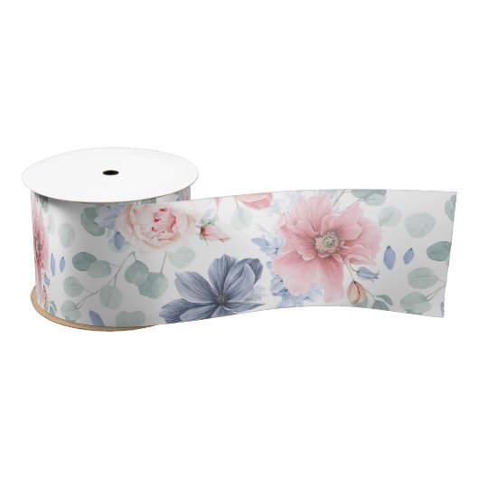 Dusty Blue and Dusty Roos Floral Botanical Pattern Lint (Spoel)