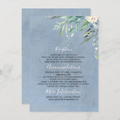 Dusty Blue and Greenery Bruiloft Informatie Gast Informatiekaartje (Voorkant / Achterkant)