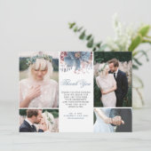 Dusty Blue and Mauve Floral Wedding Foto's Kaart (Staand voorkant)