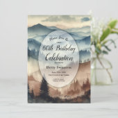 Dusty Blue and Mocha Brown Mountains Custom Year Kaart (Staand voorkant)