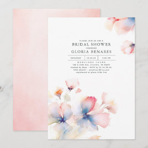 Dusty Blue and Pink Flowers Modern Vrijgezellenfee Kaart