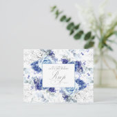 Dusty Blue and Silver Wedding RSVP Postcard Briefkaart (Staand voorkant)