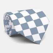 Dusty Blue and White Checkerboard Wedding Tie Stropdas (Opgerold)