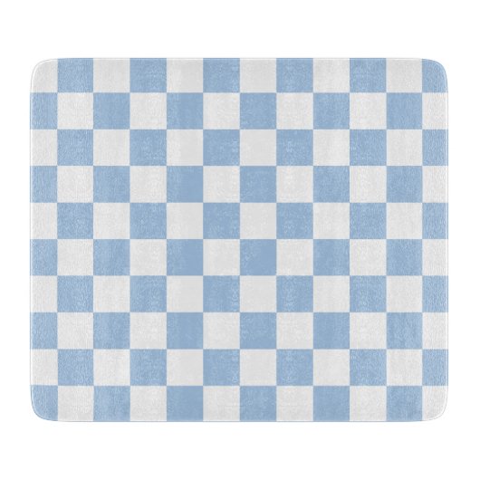Dusty Blue and White Checkered Snijplank (Voorkant)