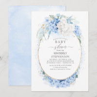 Dusty Blue and White Floral Baby shower