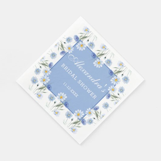 Dusty Blue and White Floral Boho Vrijgezellenfeest Servet (Hoek)