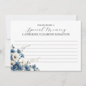 Dusty Blue and White Funeral Memorial Memory Kaart (Voorkant)