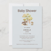 Dusty Blue Animals Boy Baby shower Invitation (Devant)