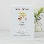 Dusty Blue Animals Boy Baby shower Invitation (Debout devant)