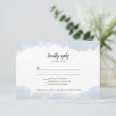 Dusty Blue aquarelle mariage RSVP carte de réponse (Debout devant)