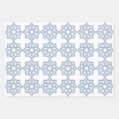 Dusty Blue Arabesque Geometric Pattern Inpakpapier Vel (Voorkant)